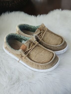 Hey Dude Kids Slip-On Sneakers in Khaki with Mint Lining, 2